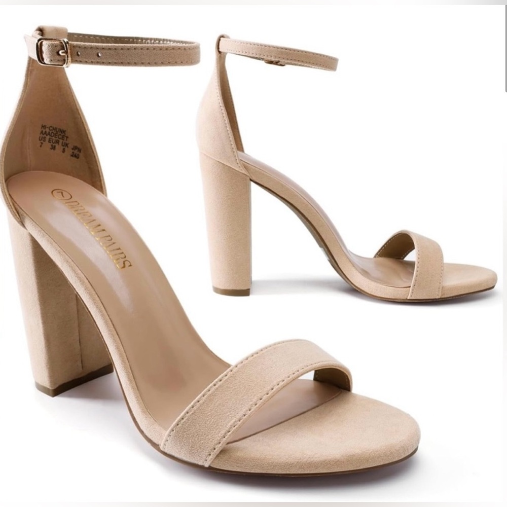 Dream Pairs Beige Block Heel Sandals